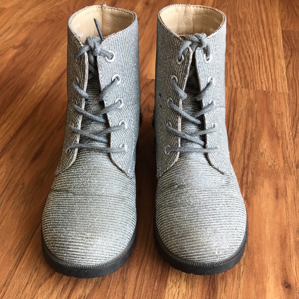 Silver Combat boot